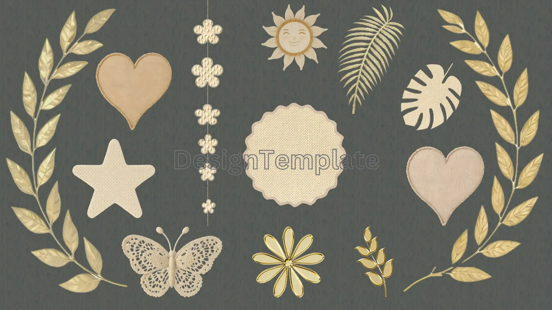 Elegant Botanical Design 3D Elements Pack image